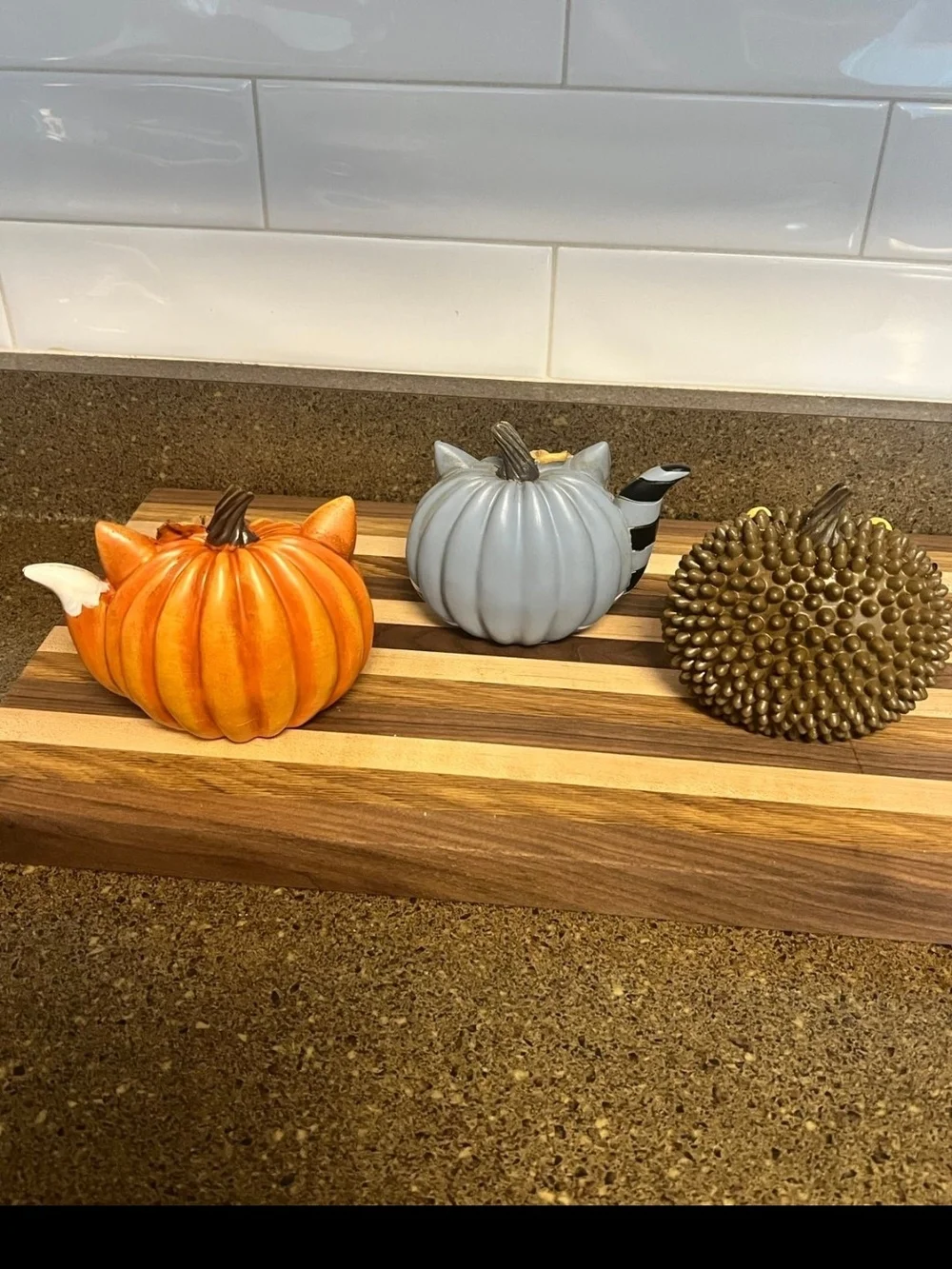 New Set of 3 Fall Harvest Woodland Farmhouse Animal Pumpkins